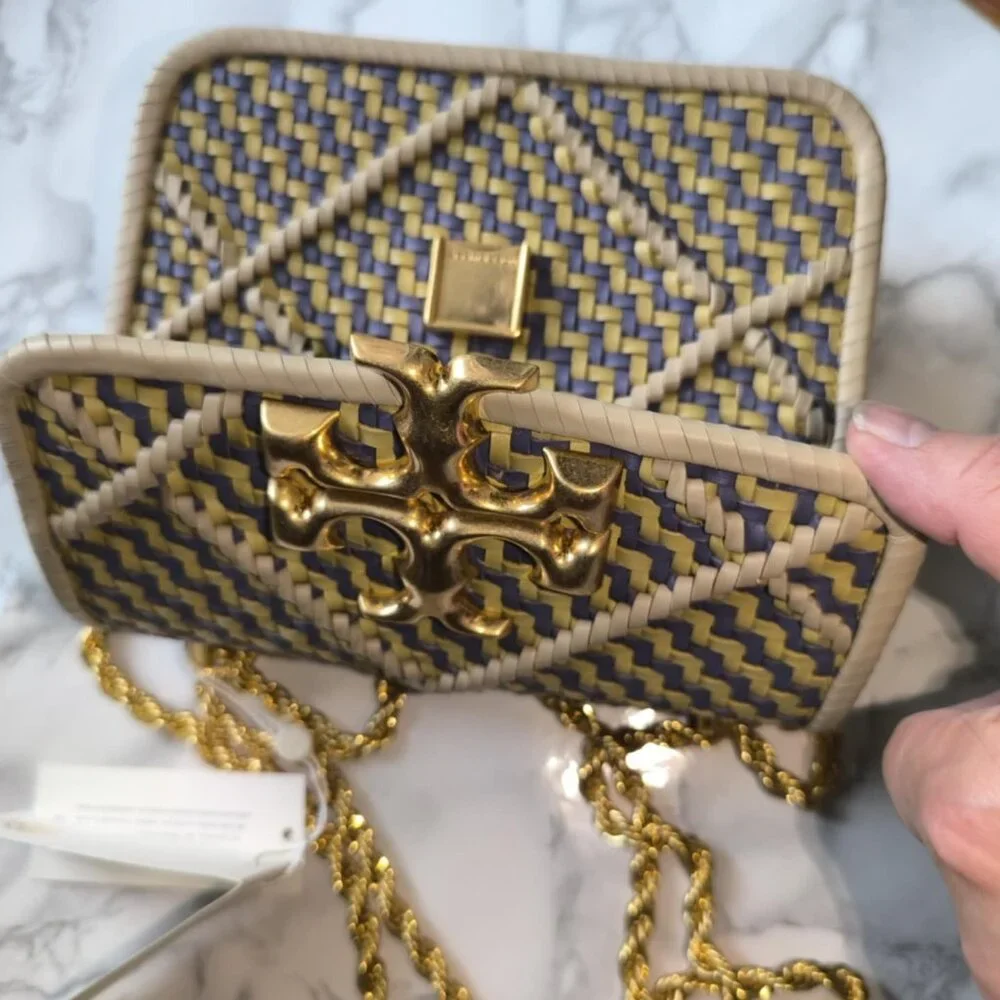 TORY BURCH Small Eleanor Diamond Woven Braided Leather Shoulder Bag